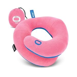 BCOZZY Kids Travel Pillow Pink Double Support Neck Pillow for Car Airplane 3-7Y